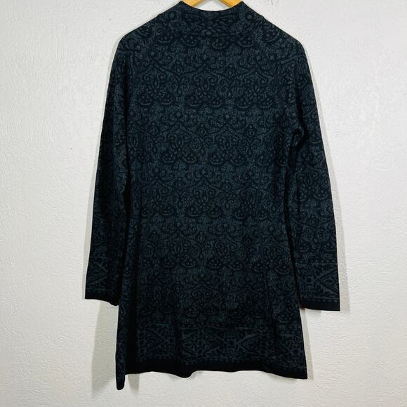 Cynthia Rowley Knit Mock Neck Sheath Dress Long Sleeve Jacquard Black - M - Picture 4 of 5